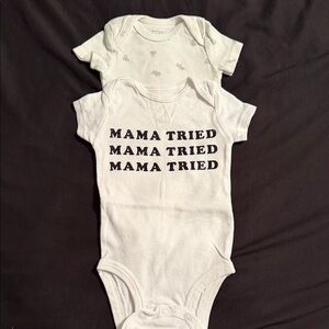 White Baby Onesie with 'Mama Tried' Print